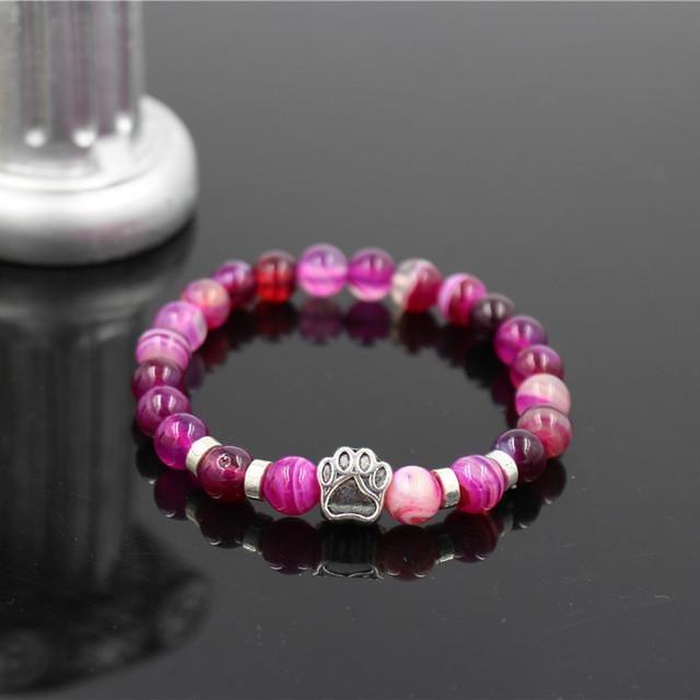 Volcanic Stone Alloy Dog Paw Heart Bead Bracelet