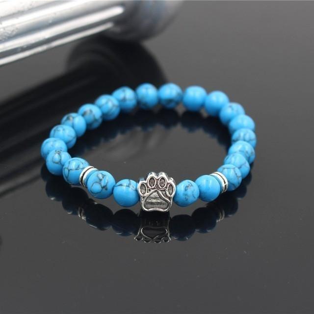 Volcanic Stone Alloy Dog Paw Heart Bead Bracelet