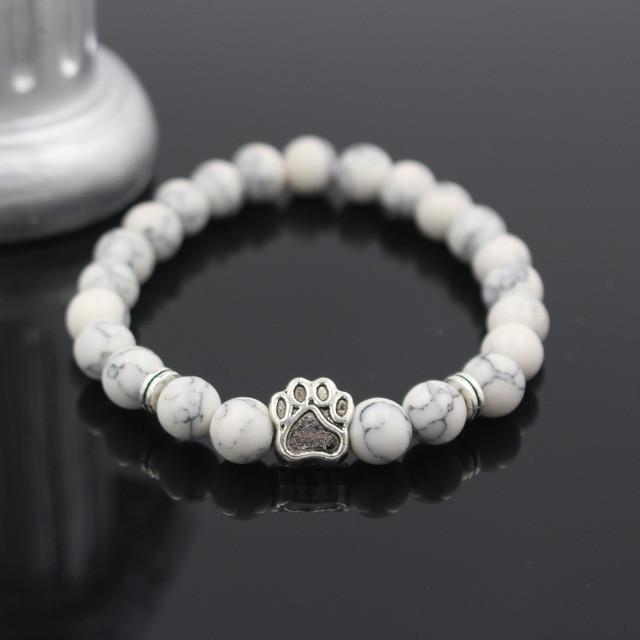 Volcanic Stone Alloy Dog Paw Heart Bead Bracelet