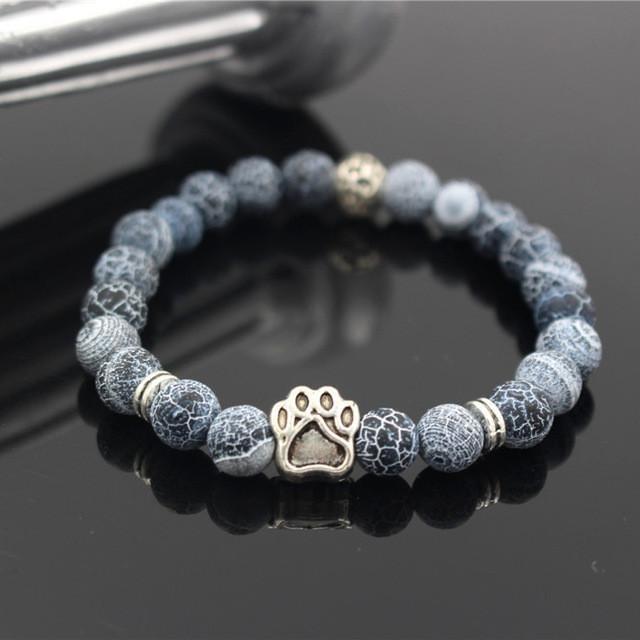Volcanic Stone Alloy Dog Paw Heart Bead Bracelet