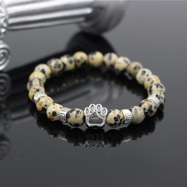Volcanic Stone Alloy Dog Paw Heart Bead Bracelet