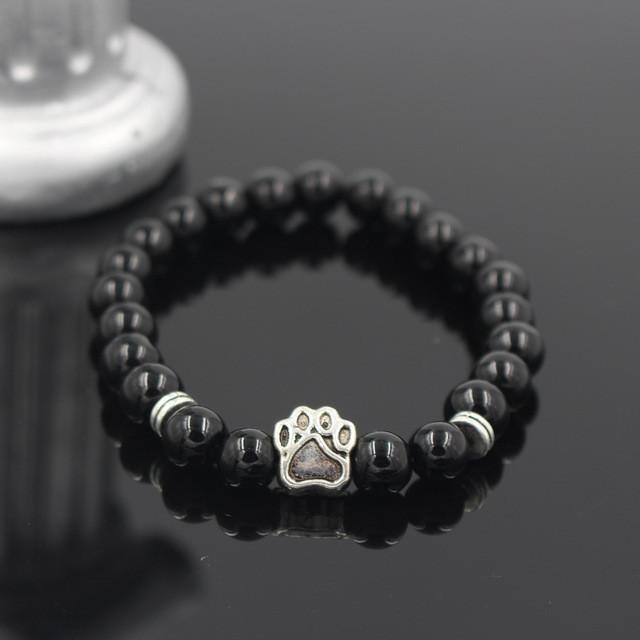 Volcanic Stone Alloy Dog Paw Heart Bead Bracelet