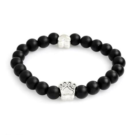 Volcanic Stone Alloy Dog Paw Heart Bead Bracelet