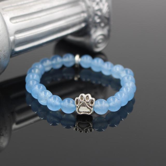 Volcanic Stone Alloy Dog Paw Heart Bead Bracelet