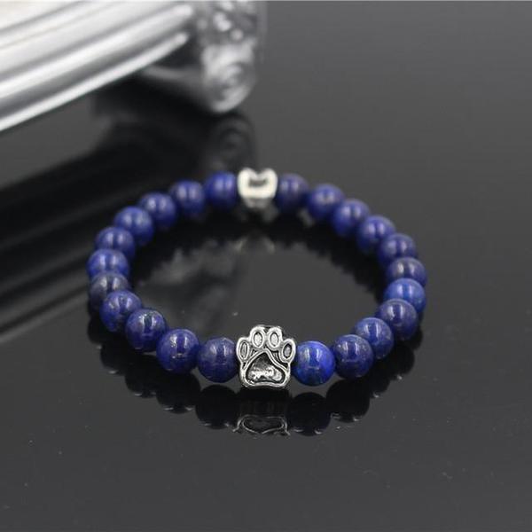 Volcanic Stone Alloy Dog Paw Heart Bead Bracelet