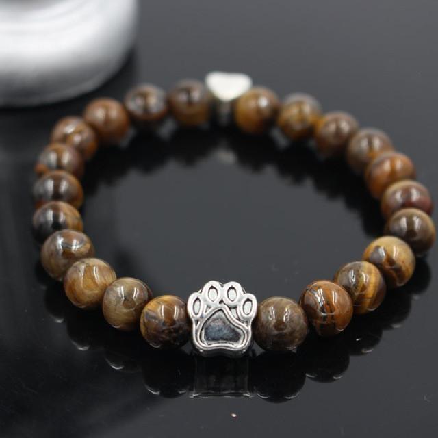 Volcanic Stone Alloy Dog Paw Heart Bead Bracelet