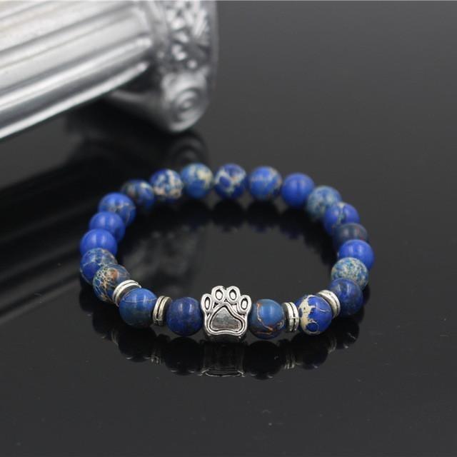 Volcanic Stone Alloy Dog Paw Heart Bead Bracelet