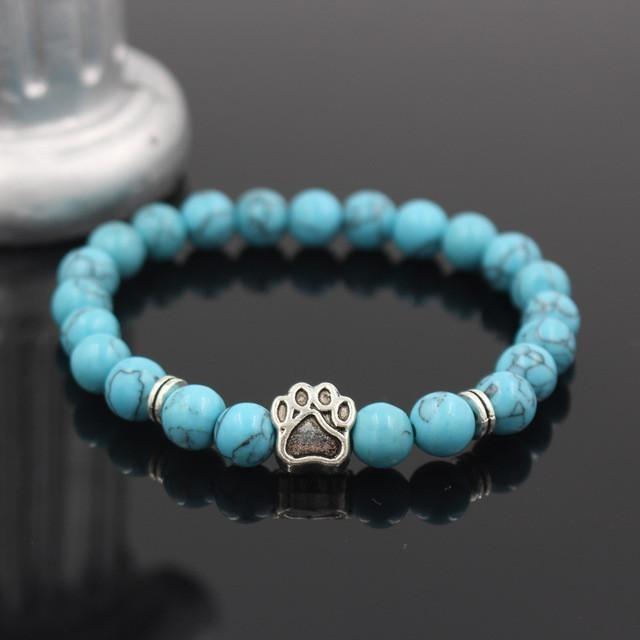 Volcanic Stone Alloy Dog Paw Heart Bead Bracelet