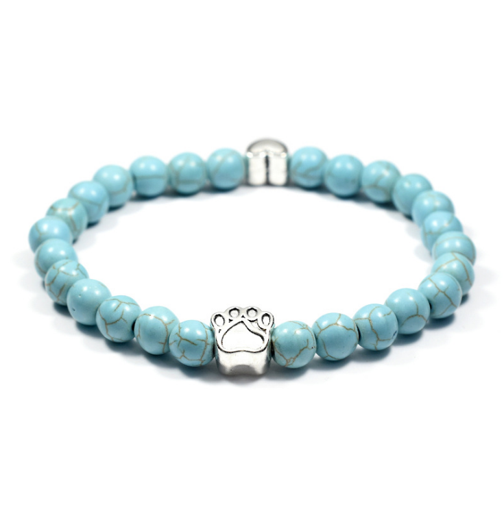 Volcanic Stone Alloy Dog Paw Heart Bead Bracelet