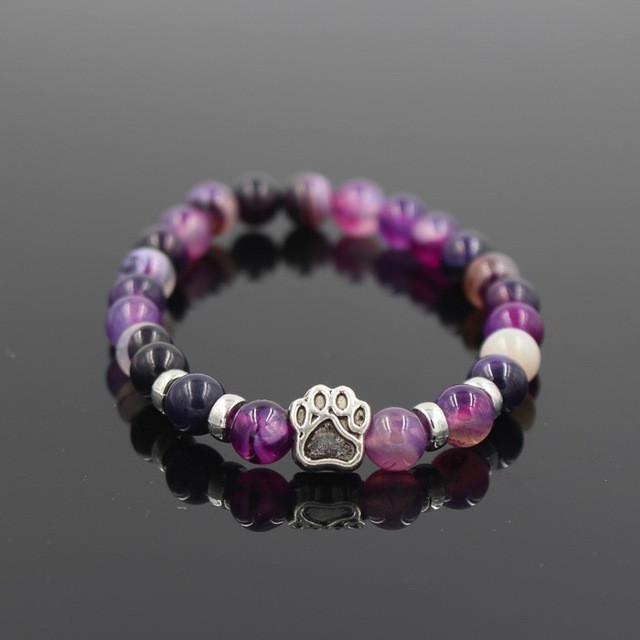 Volcanic Stone Alloy Dog Paw Heart Bead Bracelet