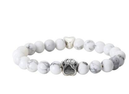 Volcanic Stone Alloy Dog Paw Heart Bead Bracelet