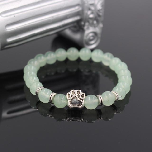 Volcanic Stone Alloy Dog Paw Heart Bead Bracelet