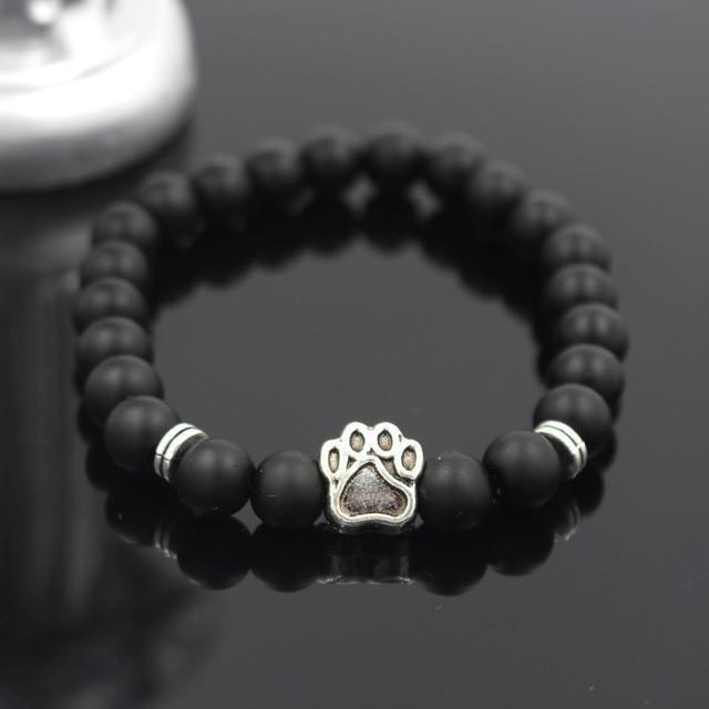 Volcanic Stone Alloy Dog Paw Heart Bead Bracelet